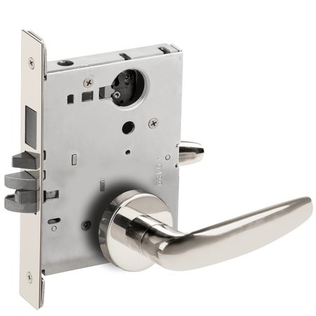SCHLAGE Storeroom Mortise Lock with Deadbolt, 07A Design, Less Cylinder, Bright Chrome L9480L 07A 625
